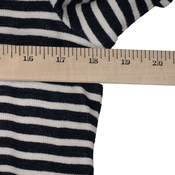 Talbots Knit Top Womens Large Blue White Stripe Nautical Tie Long Sleeves - Picture 8 of 10